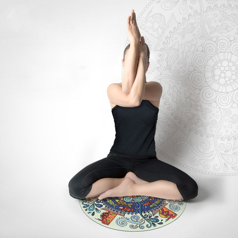 Tapis de yoga antidérapant rond de petite taille Olivenorma 60 cm