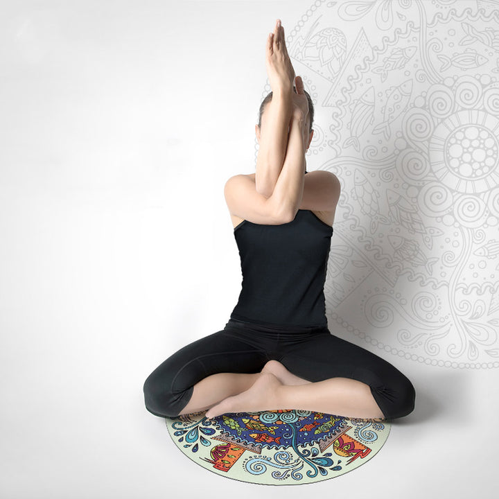 Tapis de yoga antidérapant rond de petite taille Olivenorma 60 cm
