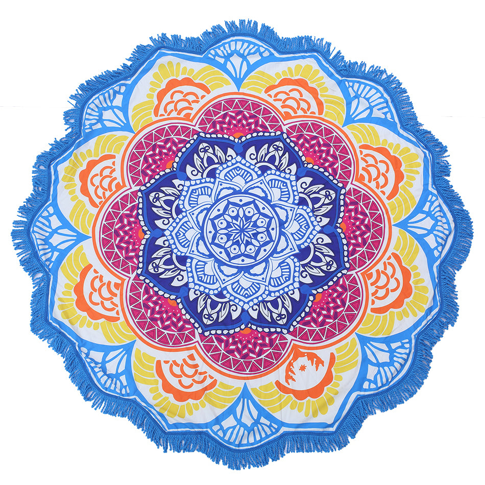 Tapis de yoga rond à imprimé polygonal Olivenorma