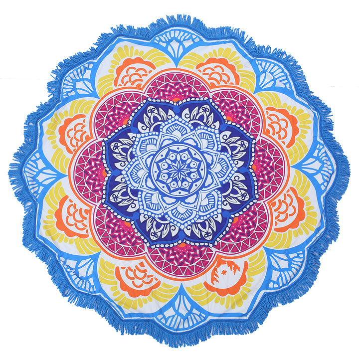 Tapis de yoga rond à imprimé polygonal Olivenorma