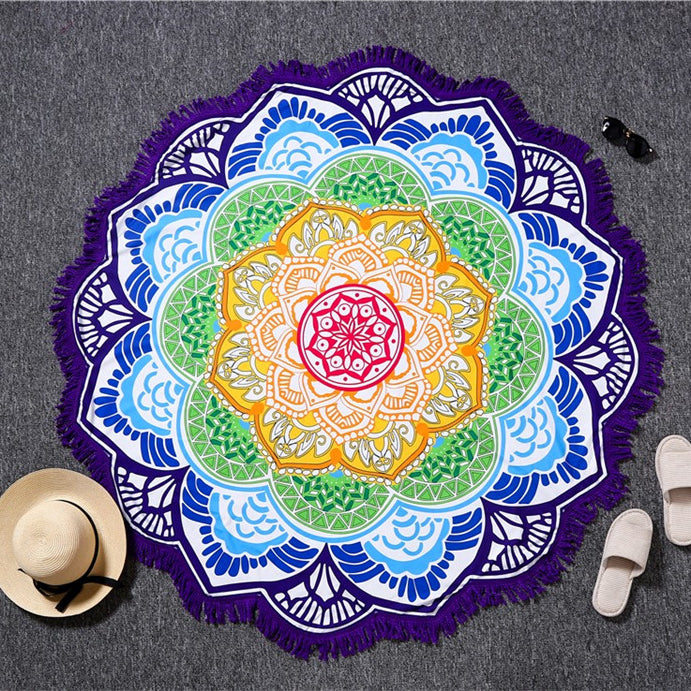 Tapis de yoga rond à imprimé polygonal Olivenorma