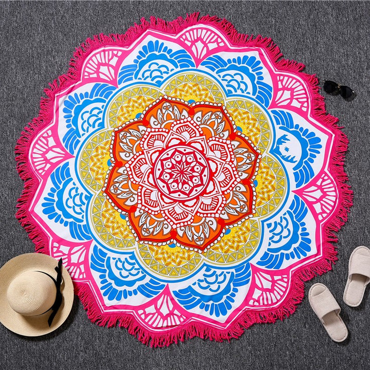 Tapis de yoga rond à imprimé polygonal Olivenorma