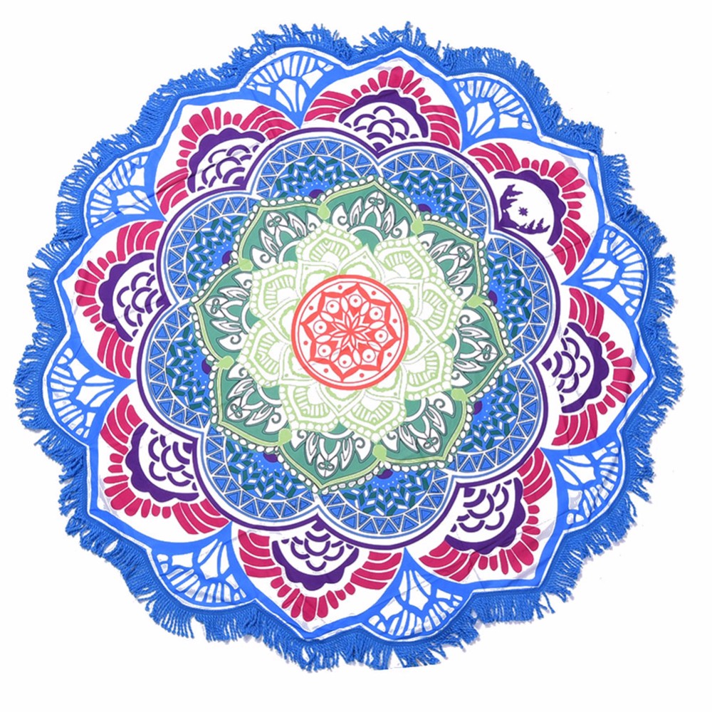 Tapis de yoga rond à imprimé polygonal Olivenorma