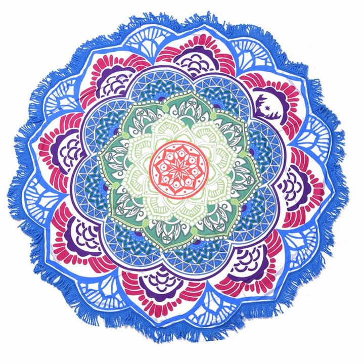 Tapis de yoga rond à imprimé polygonal Olivenorma