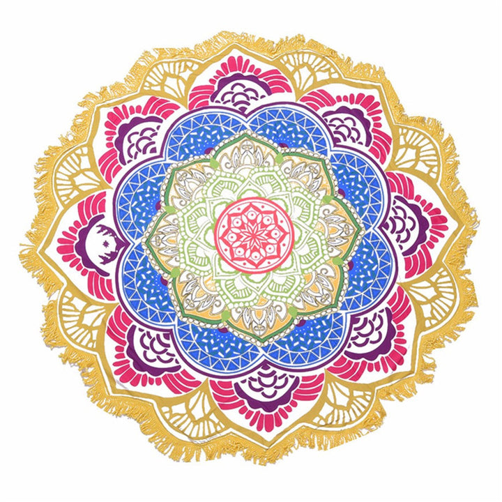 Tapis de yoga rond à imprimé polygonal Olivenorma