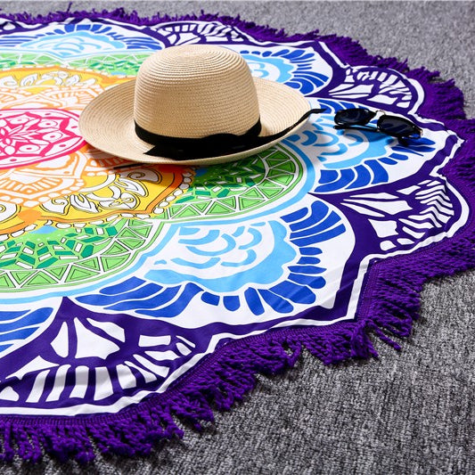 Tapis de yoga rond à imprimé polygonal Olivenorma