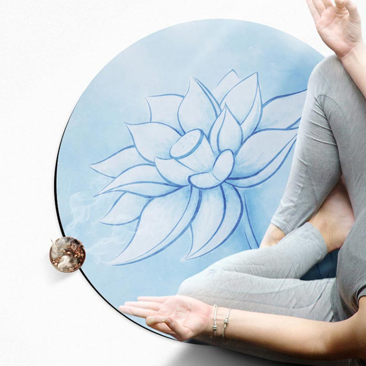 Tapis de yoga rond de méditation Olivenorma « Om Sea of Flowers » de 60 cm