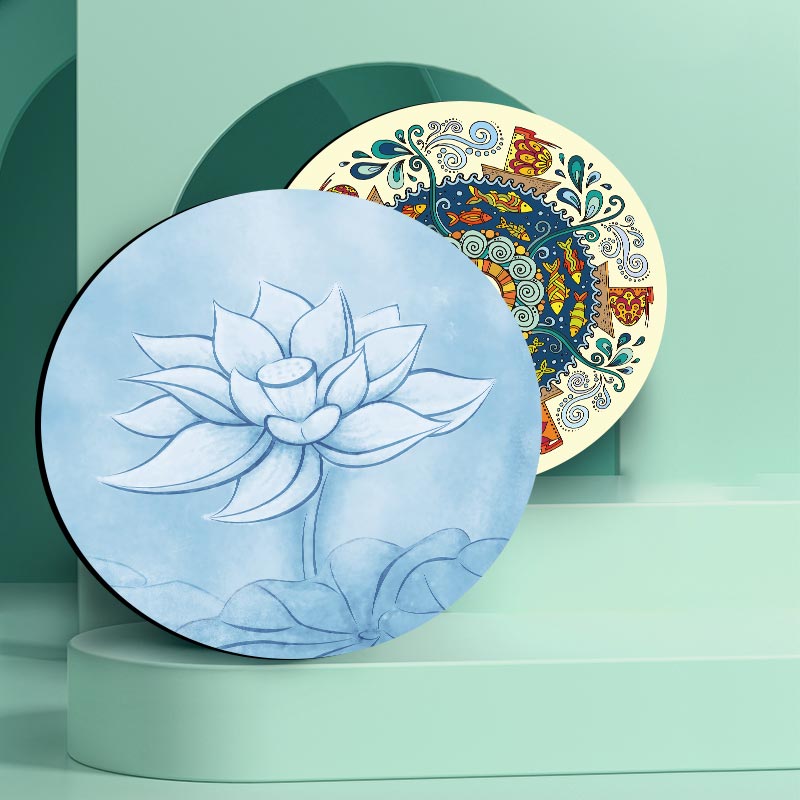 Tapis de yoga rond de méditation Olivenorma « Om Sea of Flowers » de 60 cm