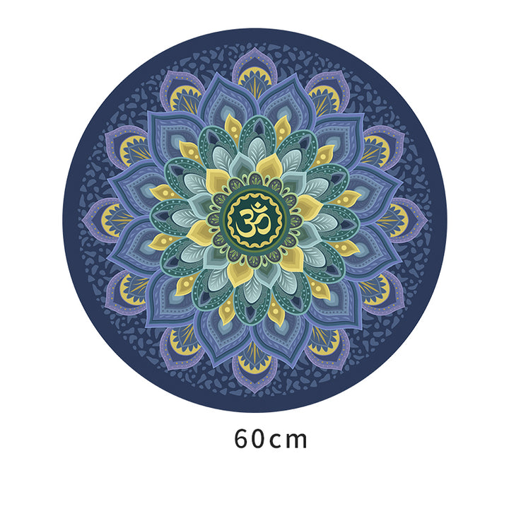 Tapis de yoga rond de méditation Olivenorma « Om Sea of Flowers » de 60 cm