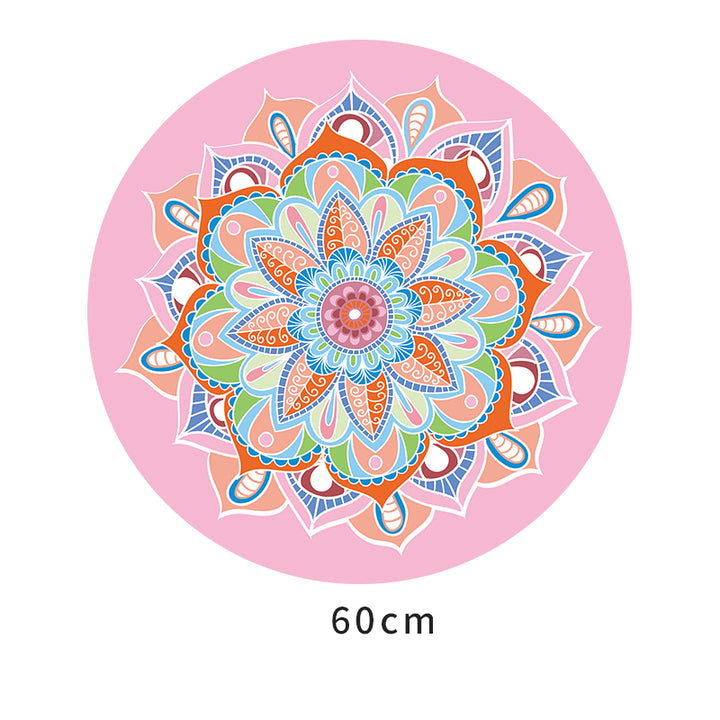 Tapis de yoga rond de méditation Olivenorma « Om Sea of Flowers » de 60 cm