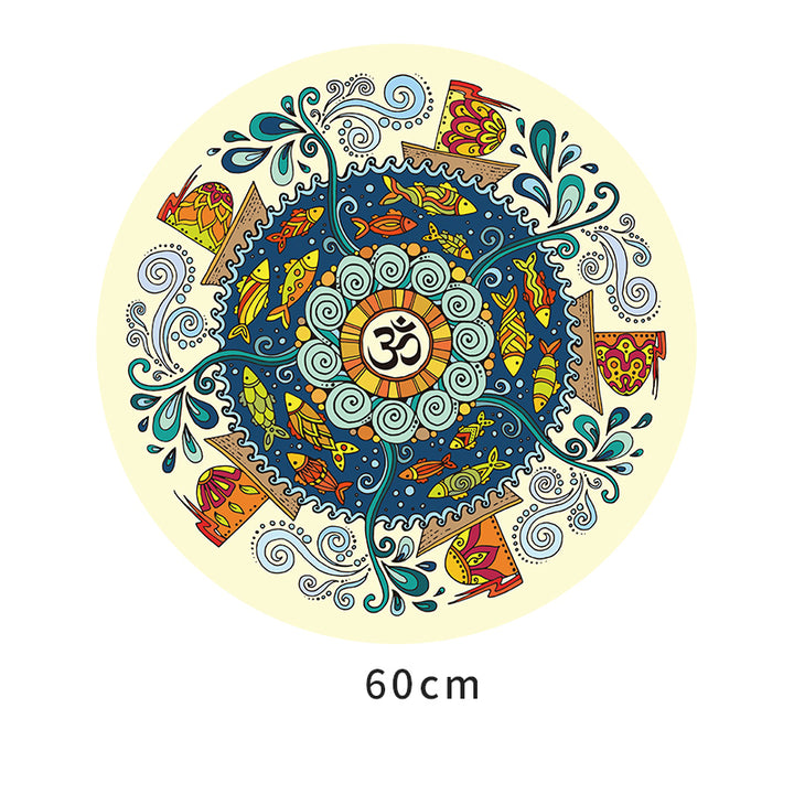 Tapis de yoga rond de méditation Olivenorma « Om Sea of Flowers » de 60 cm