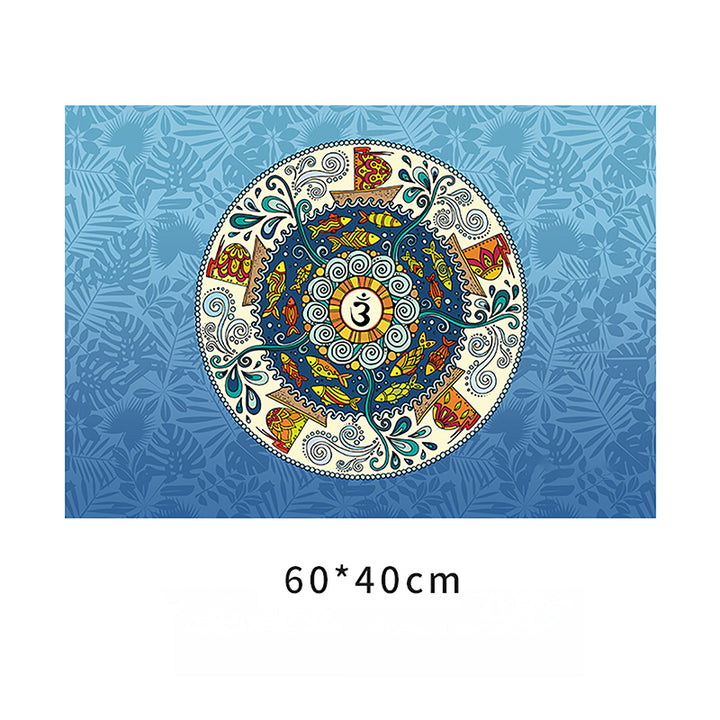 Tapis de yoga rond de méditation Olivenorma « Om Sea of Flowers » de 60 cm