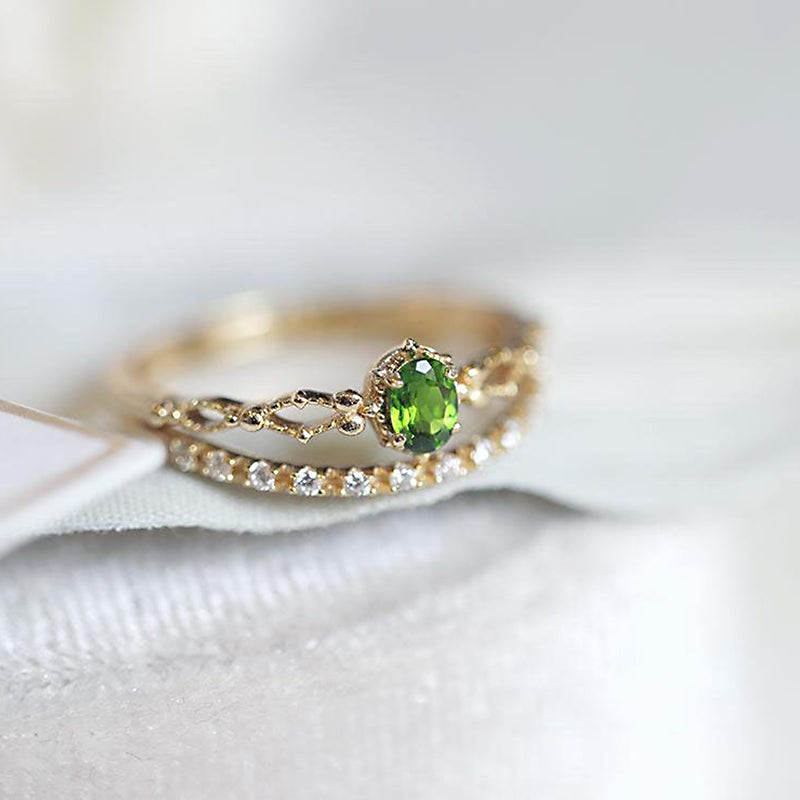 Olivenorma « Déesse de l'éclat » - Bague élégante en péridot incrusté