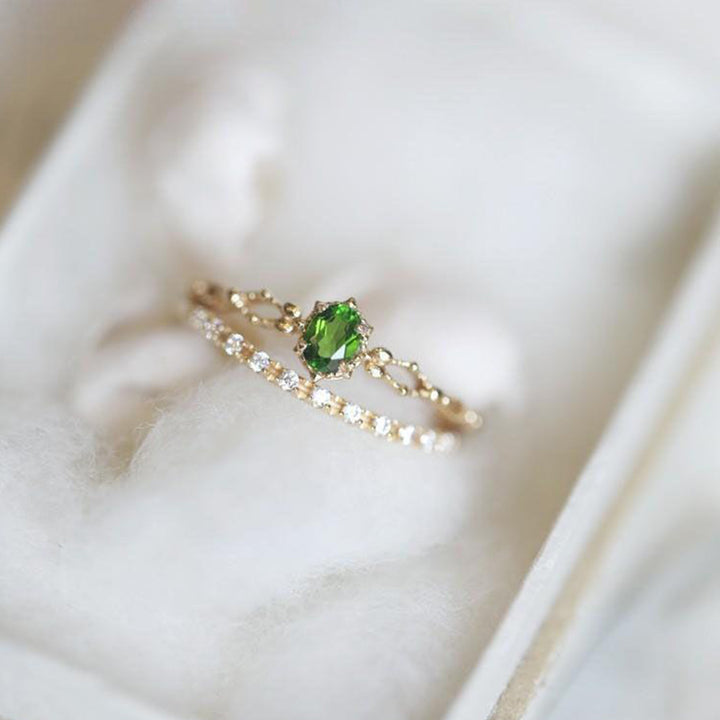 Olivenorma « Déesse de l'éclat » - Bague élégante en péridot incrusté