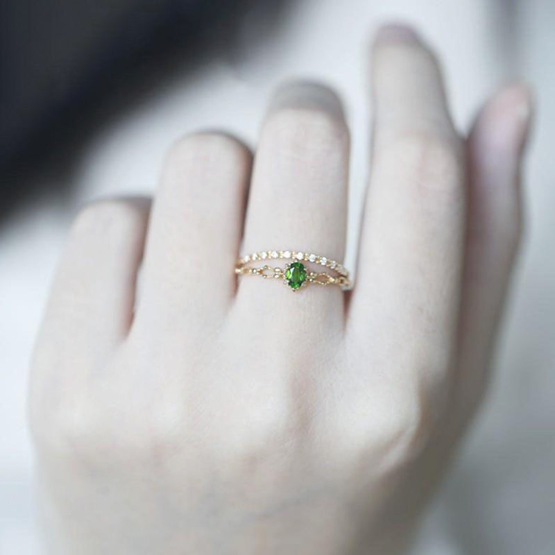 Olivenorma « Déesse de l'éclat » - Bague élégante en péridot incrusté