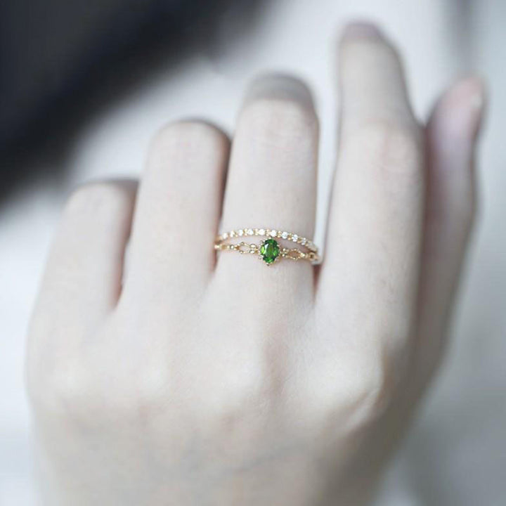 Olivenorma « Déesse de l'éclat » - Bague élégante en péridot incrusté