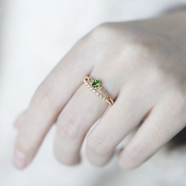 Olivenorma « Déesse de l'éclat » - Bague élégante en péridot incrusté