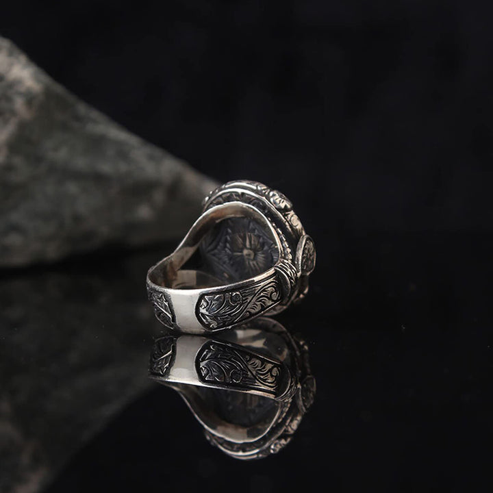 Olivenorma « Gardien de la nuit » – Bague en obsidienne vintage