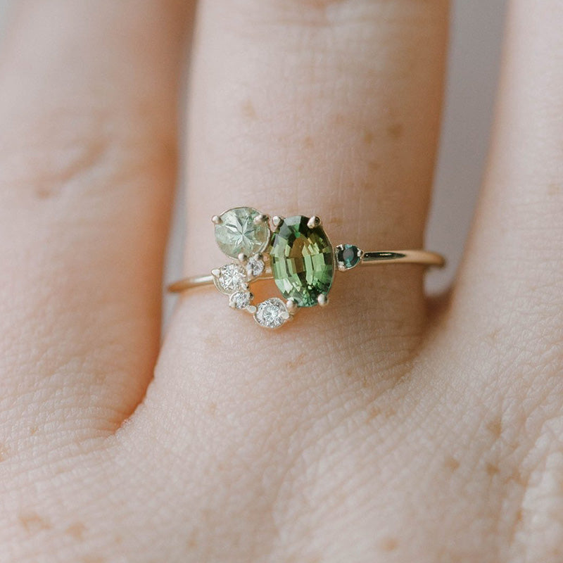 Olivenorma "Le Soleil du Matin" - Bague en péridot naturel avec zircon