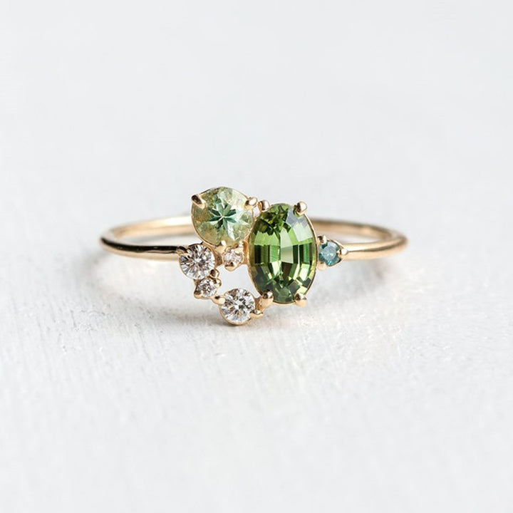Olivenorma "Le Soleil du Matin" - Bague en péridot naturel avec zircon