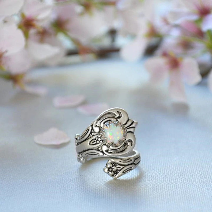 Bague ajustable en opale blanche Olivenorma