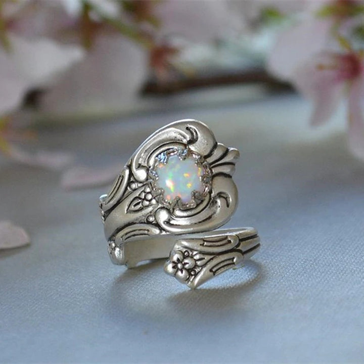 Bague ajustable en opale blanche Olivenorma