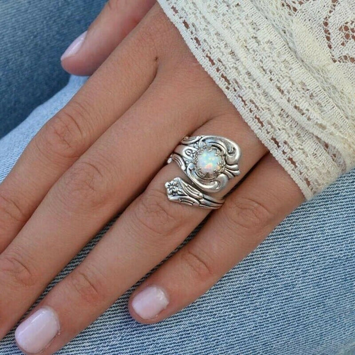 Bague ajustable en opale blanche Olivenorma
