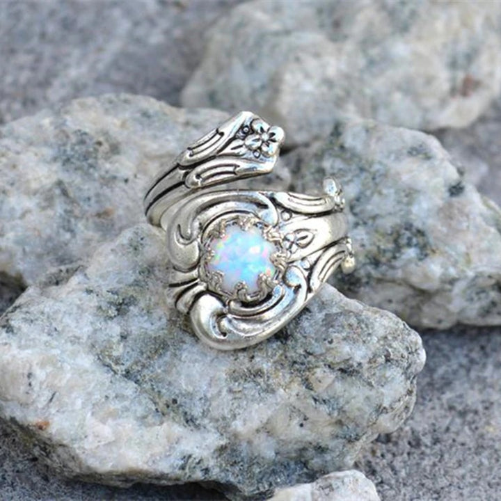 Bague ajustable en opale blanche Olivenorma