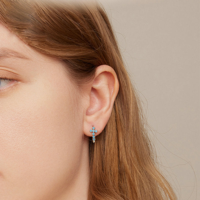 Boucles d'oreilles Olivenorma en argent sterling S925 avec turquoise 