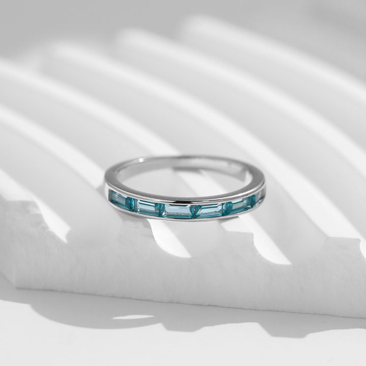 Bague en argent sterling S925 avec tourmaline Paraiba et tournesol Olivenorma - Rangée de forets - 9 - image 6