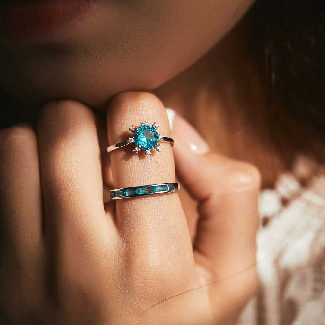 Bague en argent sterling S925 avec tourmaline Paraiba et tournesol Olivenorma - image 5