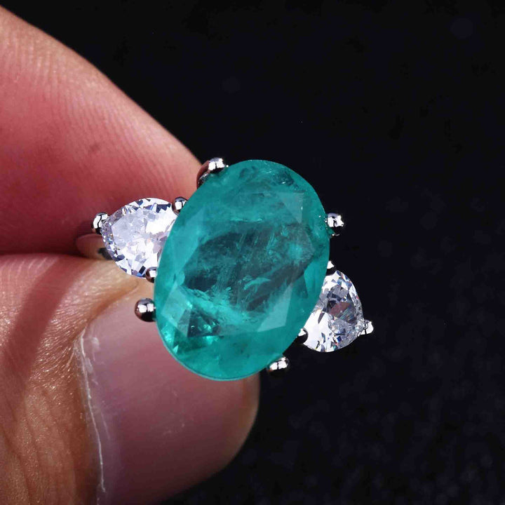 Bague ajustable Olivenorma avec diamant simulé en tourmaline Paraiba