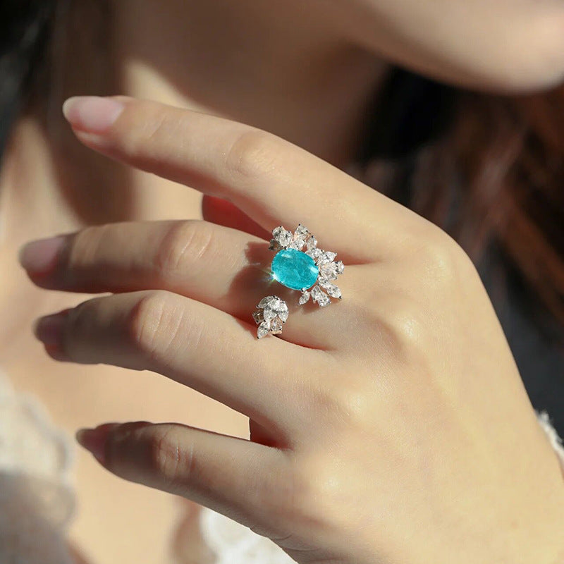 Bague ajustable avec décor de feuille de tourmaline Olivenorma Paraiba