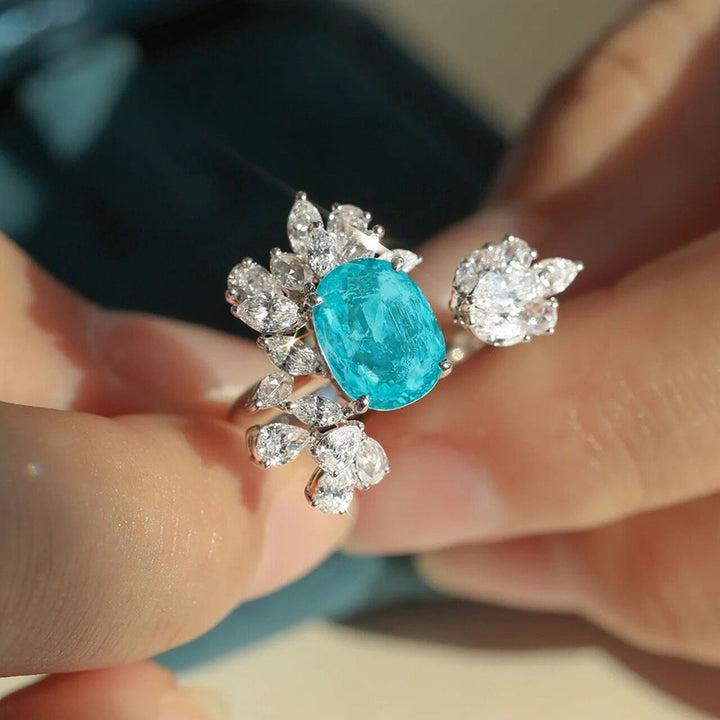 Bague ajustable avec décor de feuille de tourmaline Olivenorma Paraiba