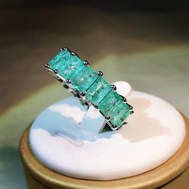 Bague carrée côte à côte en tourmaline Paraiba Olivenorma