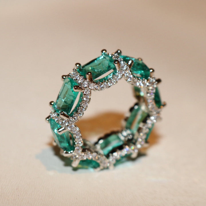 Bague d'éternité complète en tourmaline Paraiba bleu océan Olivenorma