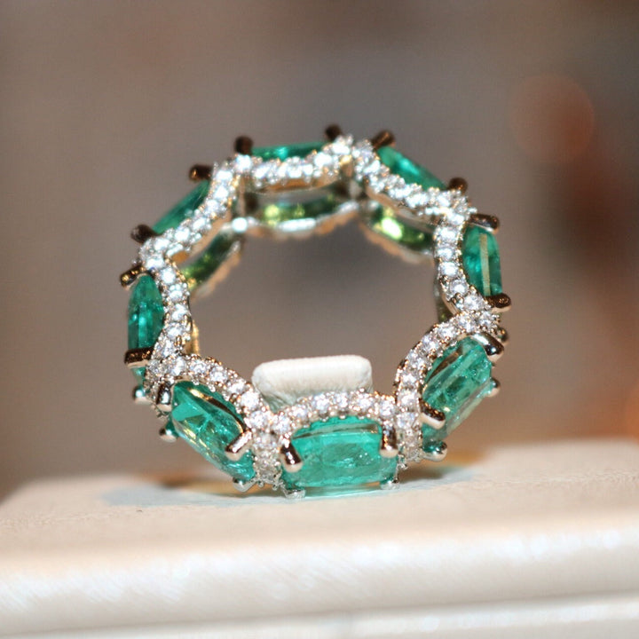 Bague d'éternité complète en tourmaline Paraiba bleu océan Olivenorma