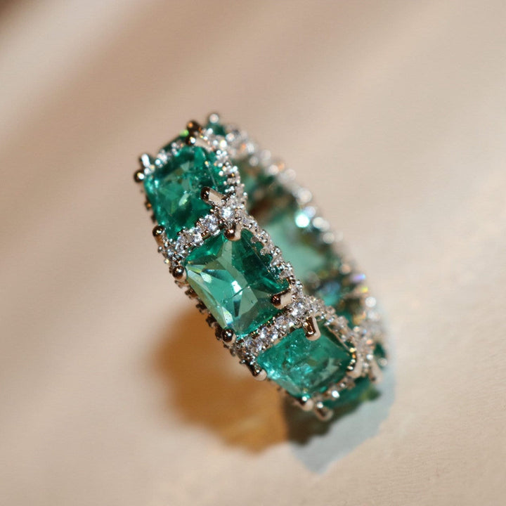 Bague d'éternité complète en tourmaline Paraiba bleu océan Olivenorma - image 11