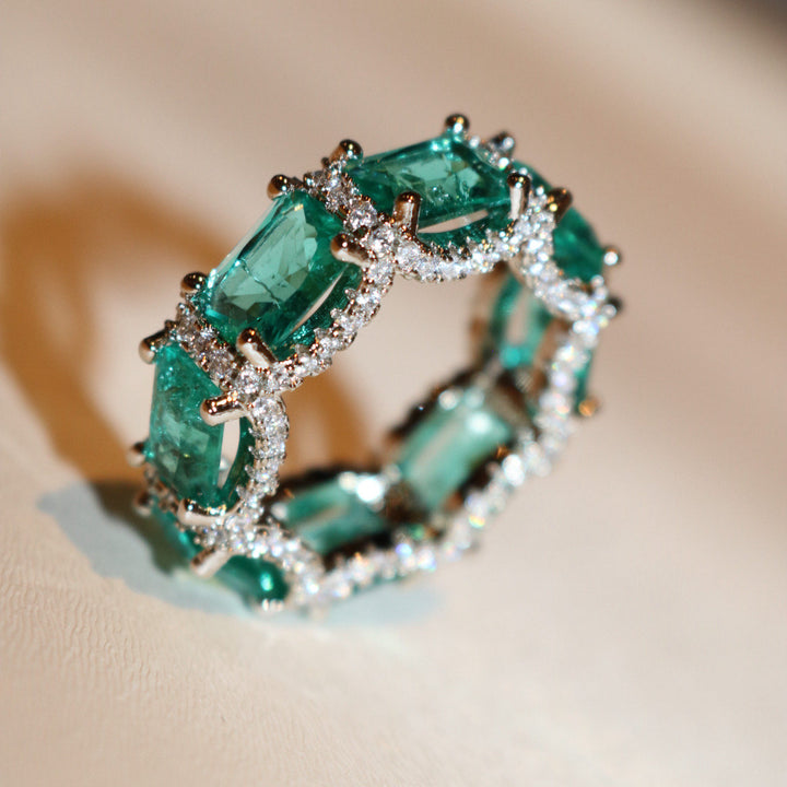 Bague d'éternité complète en tourmaline Paraiba bleu océan Olivenorma