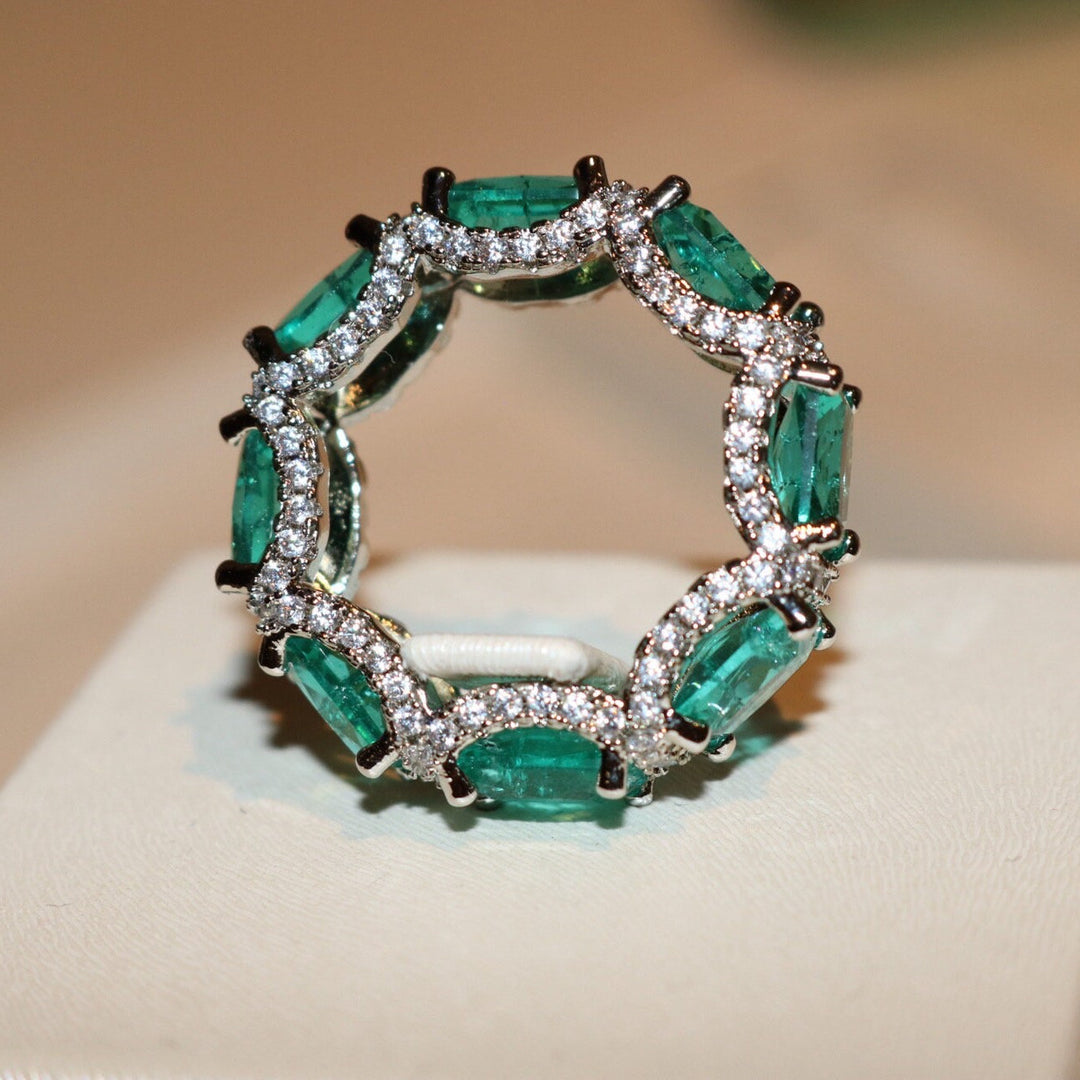 Bague d'éternité complète en tourmaline Paraiba bleu océan Olivenorma - image 10