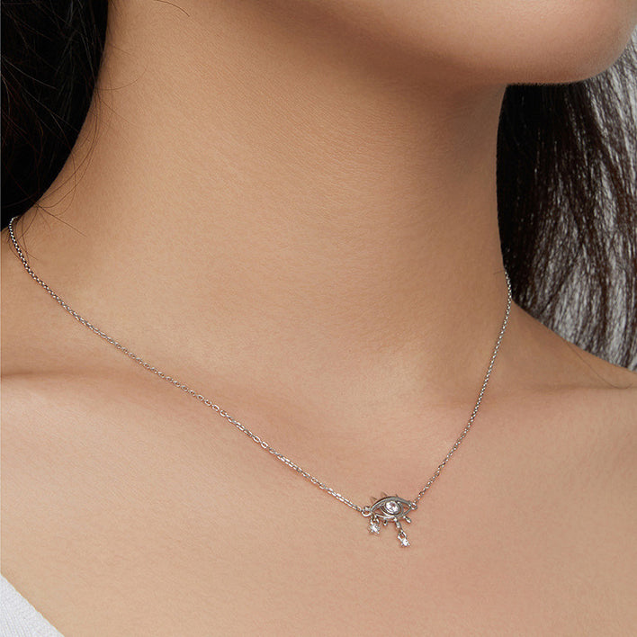 Collier pendentif en argent sterling Olivenorma en forme de larmes du mauvais œil 