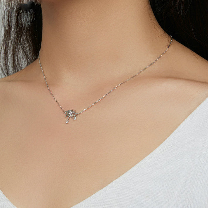 Collier pendentif en argent sterling Olivenorma en forme de larmes du mauvais œil 