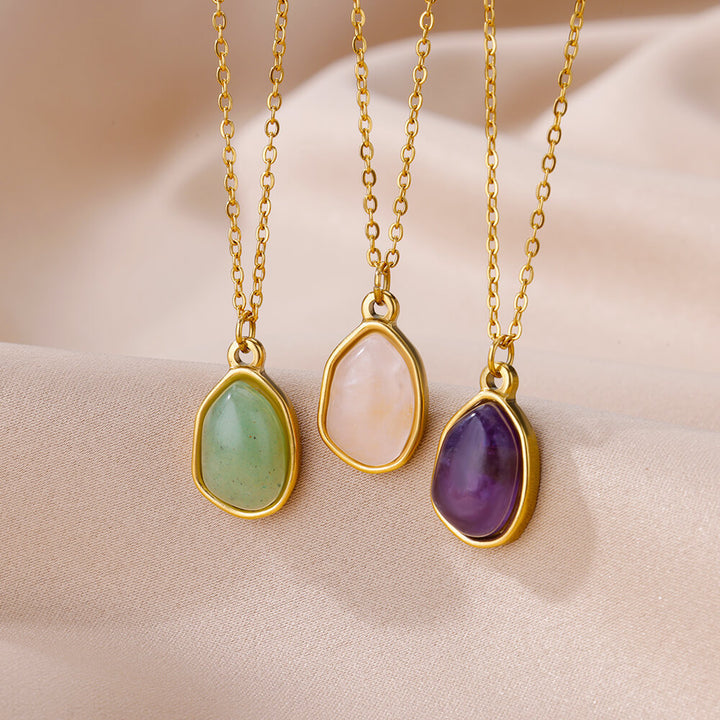 Collier pendentif en pierre irrégulière Olivenorma en acier titane et or 18 carats