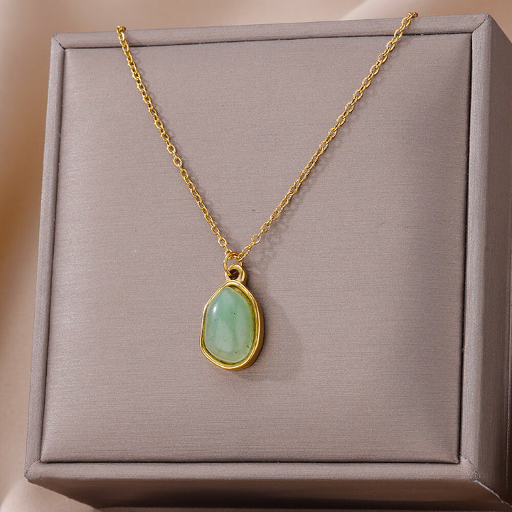 Collier pendentif en pierre irrégulière Olivenorma en acier titane et or 18 carats