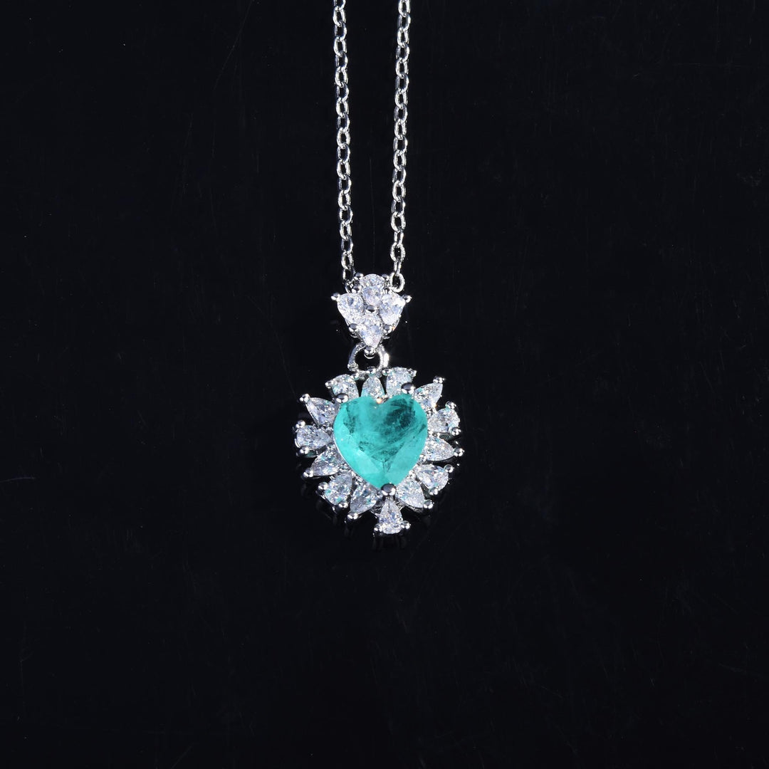 Collier en tourmaline Paraiba en forme de cœur Olivenorma