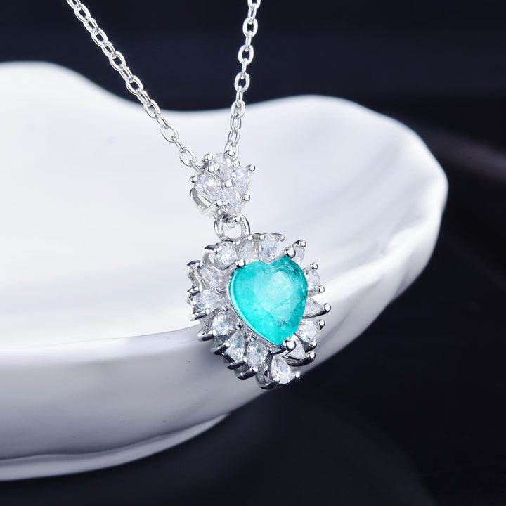 Collier en tourmaline Paraiba en forme de cœur Olivenorma