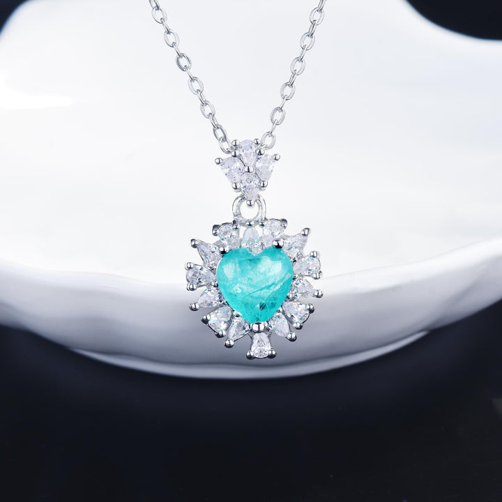 Collier en tourmaline Paraiba en forme de cœur Olivenorma