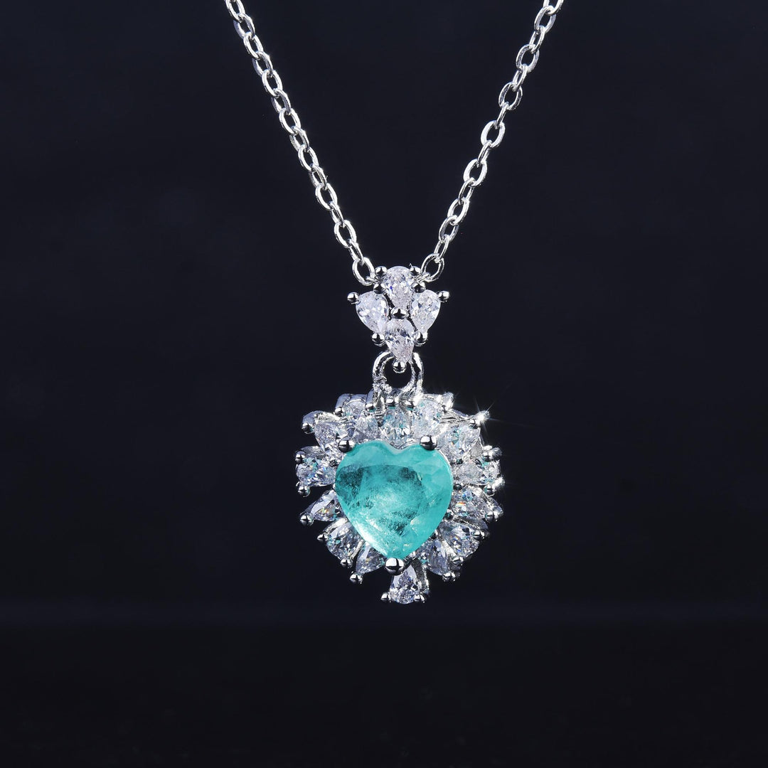 Collier en tourmaline Paraiba en forme de cœur Olivenorma