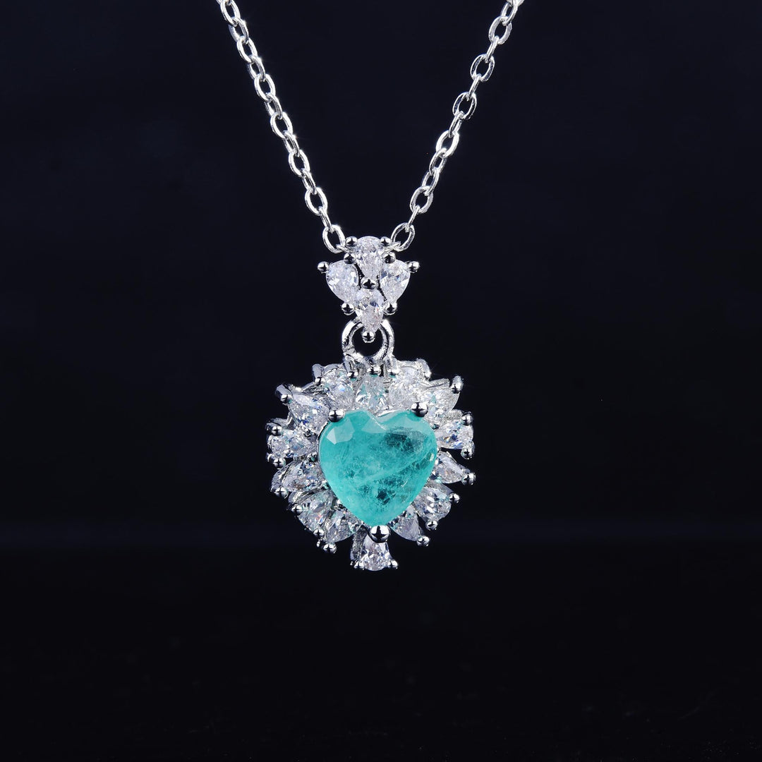 Collier en tourmaline Paraiba en forme de cœur Olivenorma