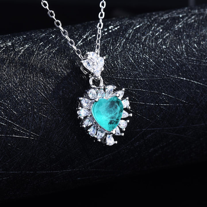 Collier en tourmaline Paraiba en forme de cœur Olivenorma